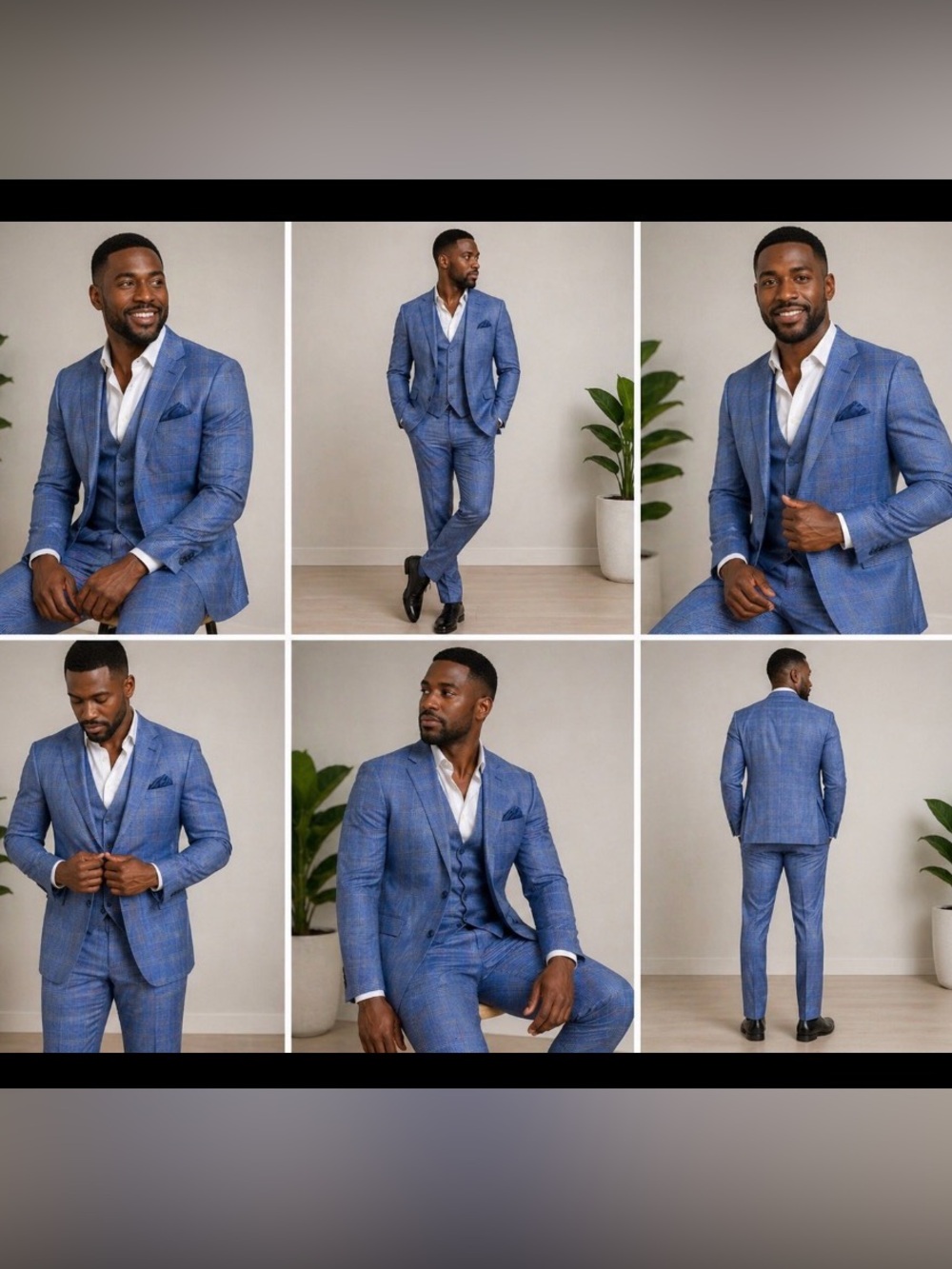 Men's Blue Three-Piece Suit - Classic Tailored Fit